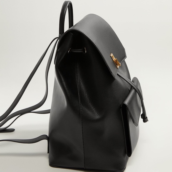 Mango Black Leather Backpack - Picture 2 of 2